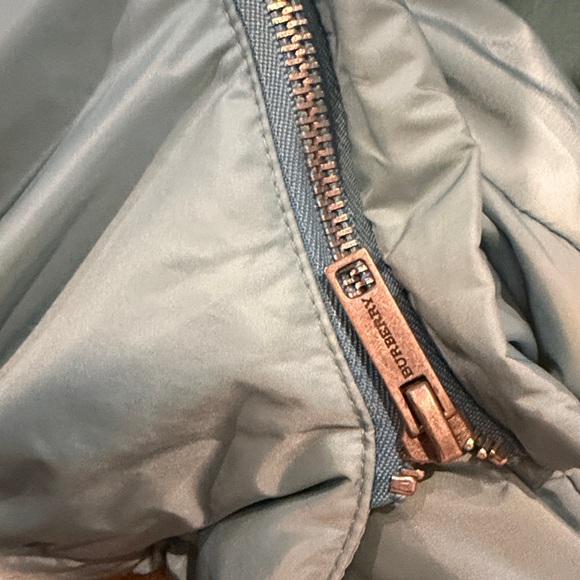 Burberry Light Blue aqua Puffer convertible Jacket to vest with real Fur Trim